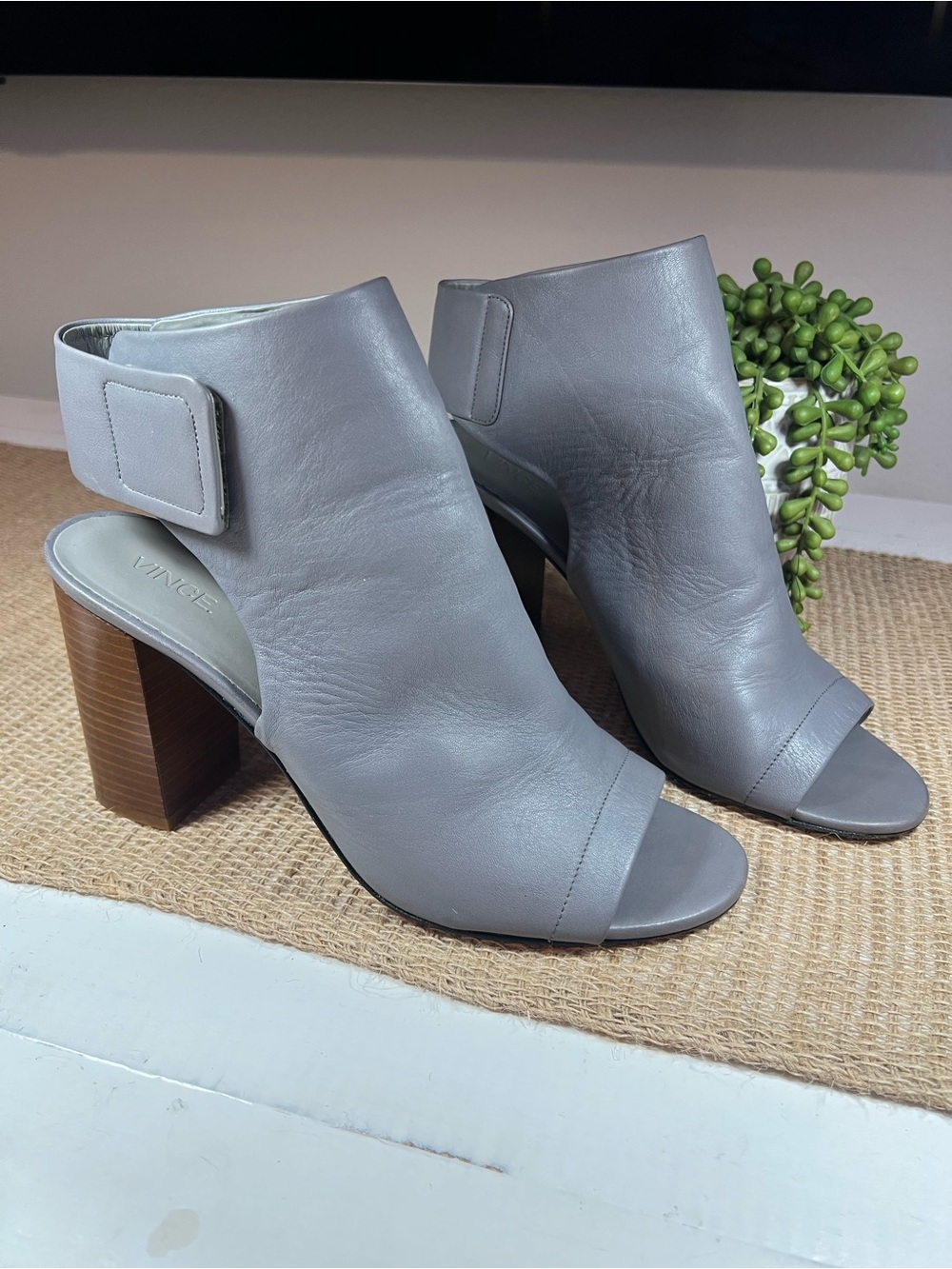 Vince Faye Open-Toe Leather Bootie. Women’s size 9M.